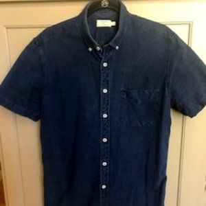 Topman Button Front Short Sleeves Denim Shirt